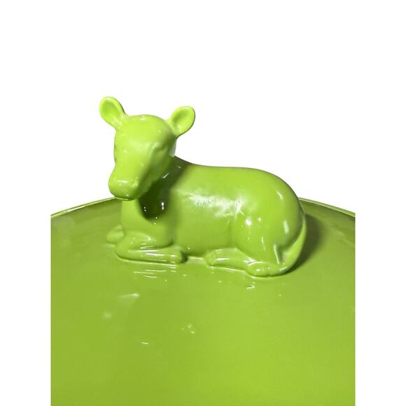 Martha Stewart Macy's Ceramic Casserole Dish Green Cow Lidded 9" Kitchen Decor - Picture 5 of 13
